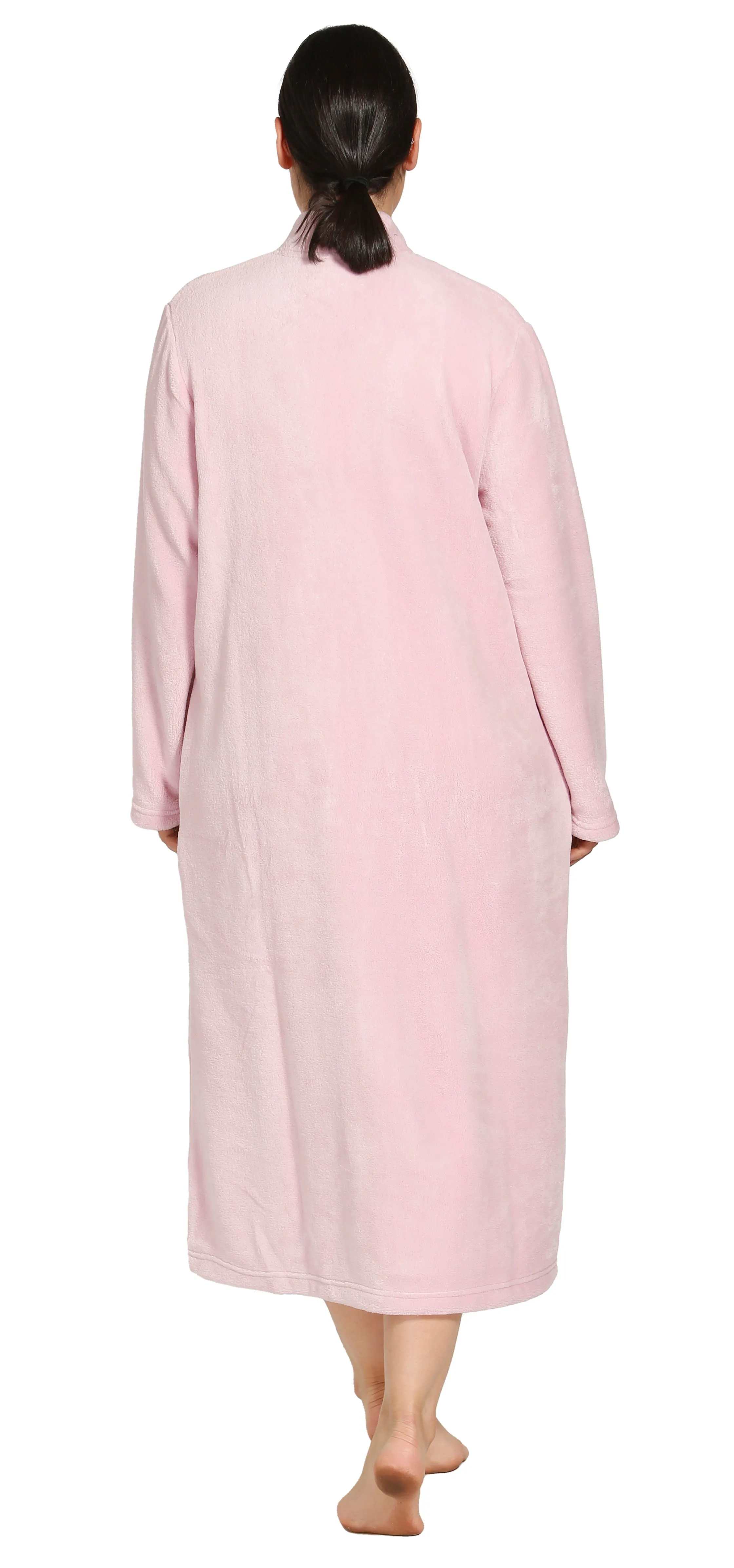 Zip Embroidered Gown - Pink
