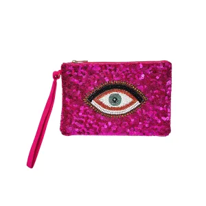 Zoda - Pink Eye Beaded Clutch